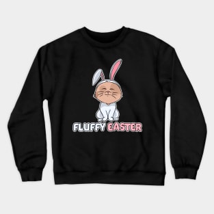 Cat in bunny costume happy easter 2021 fluffy Crewneck Sweatshirt